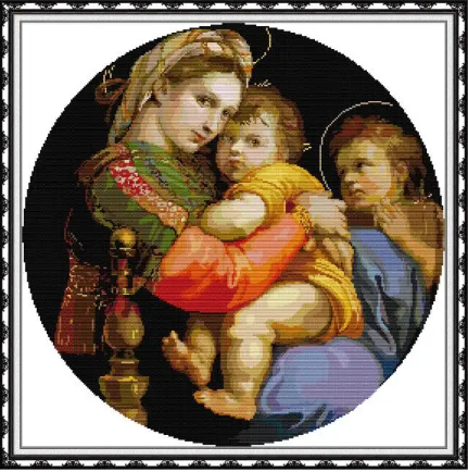 Набір для вишивання за нанесеною на канву схемою "Madonna della Seggiola". AIDA 14CT printed 55*55 см