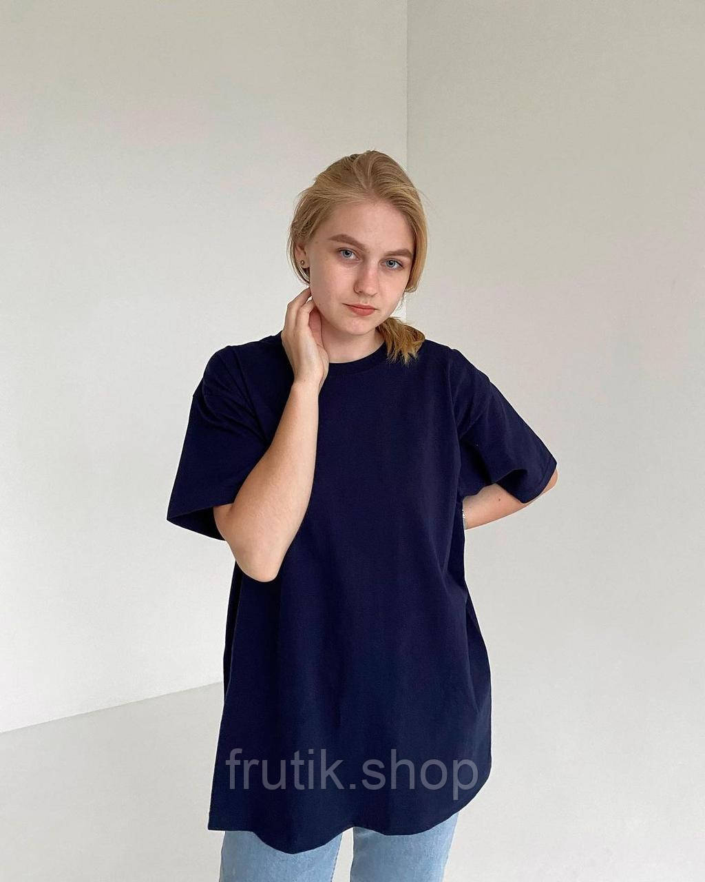 Глибоко темно синя футболка fruit of the loom Valuweight базова унісекс наві navy S