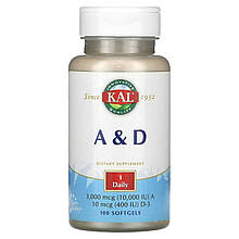 Вітаміни A та D KAL "Vitamin A&D" (100 гелевих капсул)