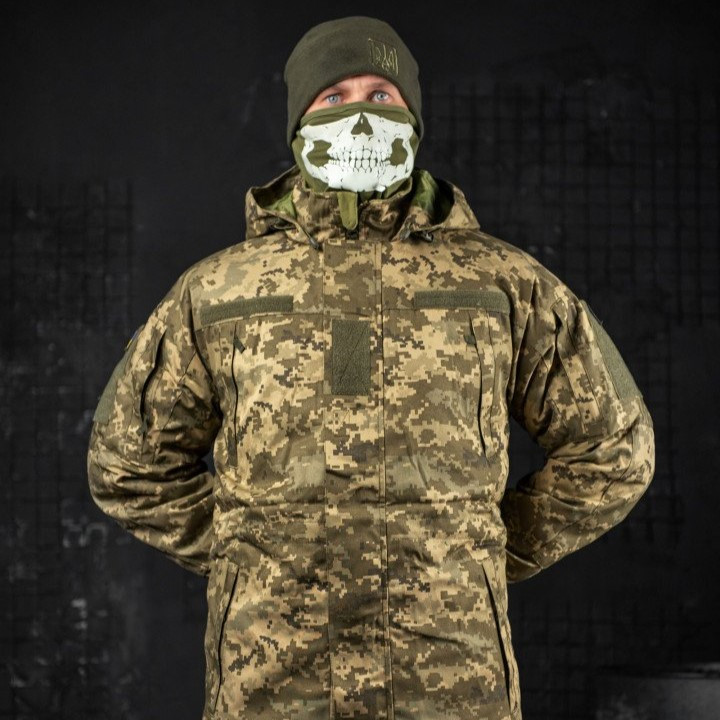 Военная куртка с капюшоном, полевой бушлат пиксель, тактическая теплая куртка для военнослужащих ЗСУ L - фото 1 - id-p2068577693