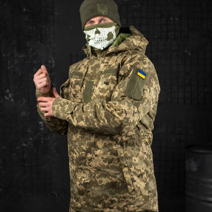 Военная куртка с капюшоном, полевой бушлат пиксель, тактическая теплая куртка для военнослужащих ЗСУ L - фото 3 - id-p2068577693