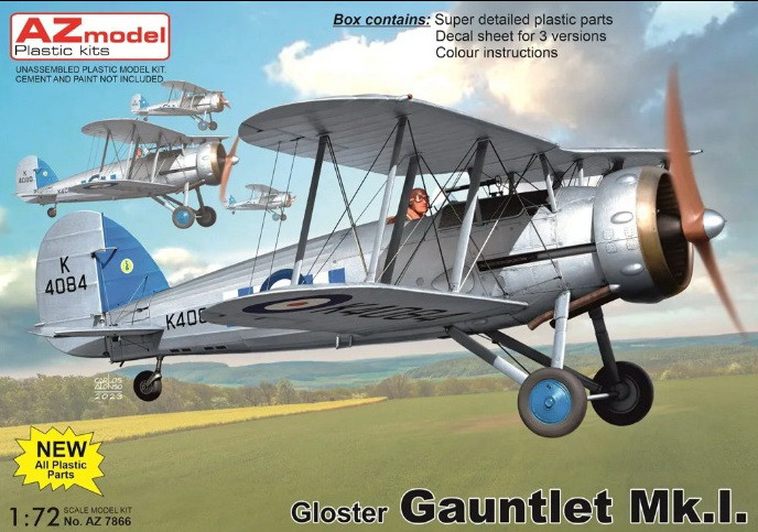 Пластикова модель 1/72 AZ model 7866 британський винищувач біплан Gauntlet Mk.I