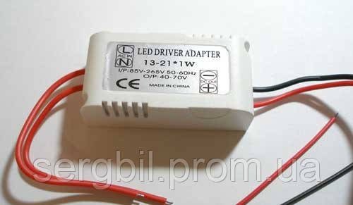 LED драйвер 13-21Вт 300мА 40-80В, живлення 100-265В, IP20