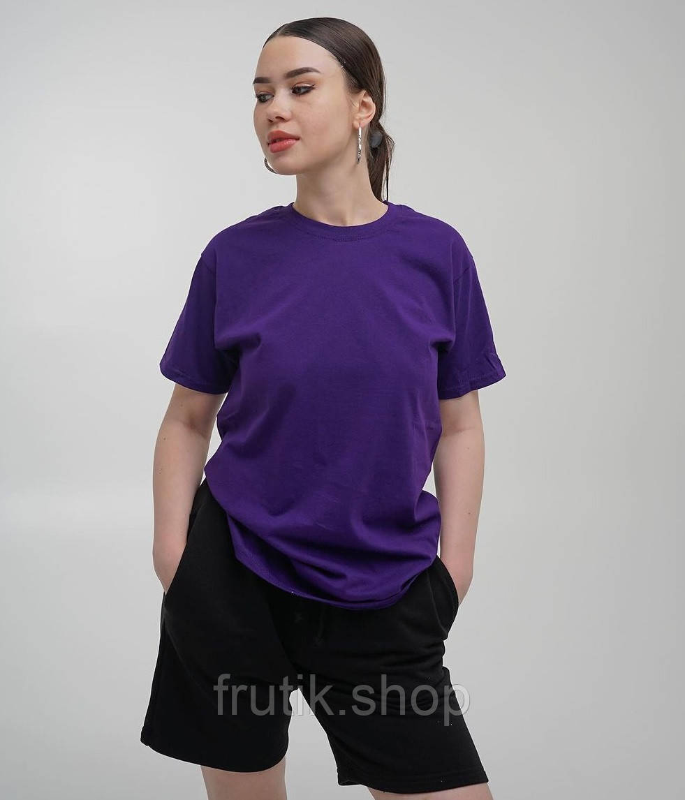 Фіолетова💜 базова унісекс футболка оверсайз fruit of the loom Valuweight purple