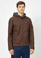 Куртка демісезонна з екошкіри зі знімним капюшоном Koton коричнева