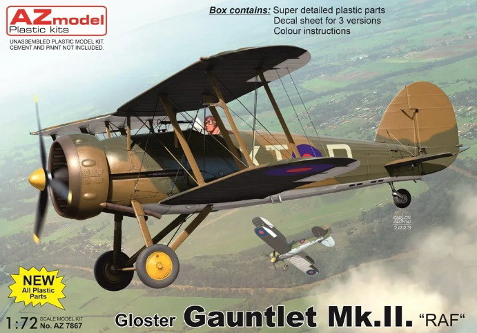 Пластикова модель 1/72 AZ model 7867 британський біплан Gauntlet Mk.II “RAF”
