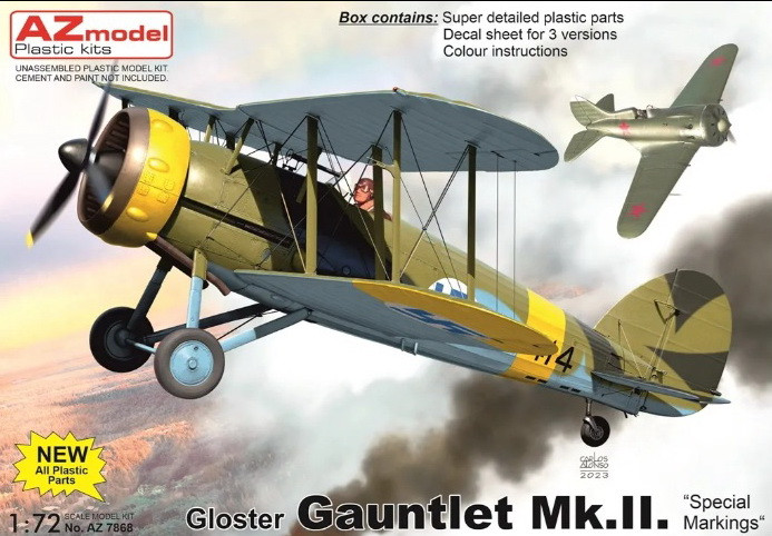 Пластикова модель 1/72 AZ model 7868 британський винищувач біплан Gauntlet Mk.II “Special Markings”