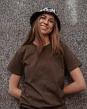 Шоколадна базова унісекс футболка оверсайз fruit of the loom Valuweight коричнева, фото 7