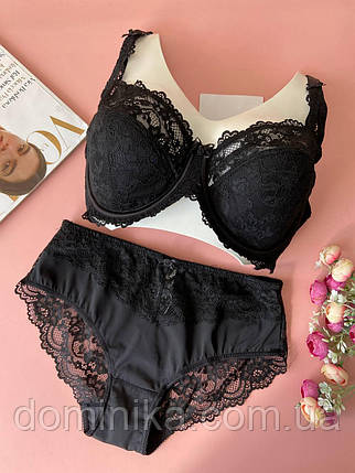 80/85/90/95/100F Мереживний комплект жіночої нижньої білизни F чорний, фото 1