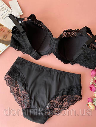 80/85/90/95/100F Мереживний комплект жіночої нижньої білизни F чорний, фото 2