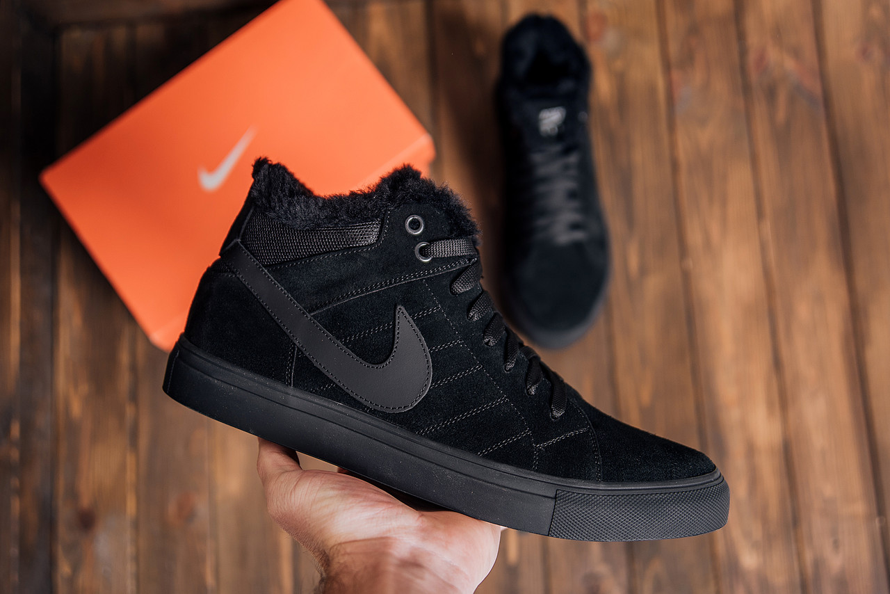 Мужские зимние кроссовки, кеды Nike (найк) черные, замшевые. ЧИТАЙТЕ ...