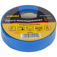 Изолента ПВХ (синяя) 0.13мм×19мм×20м Premium SIGMA (8411411)/s38976