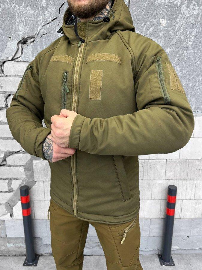 Водонепроницаемая куртка на синтепоне FALKON олива, тактическая куртка с подкладкой Omni-Heat - фото 6 - id-p2068664440