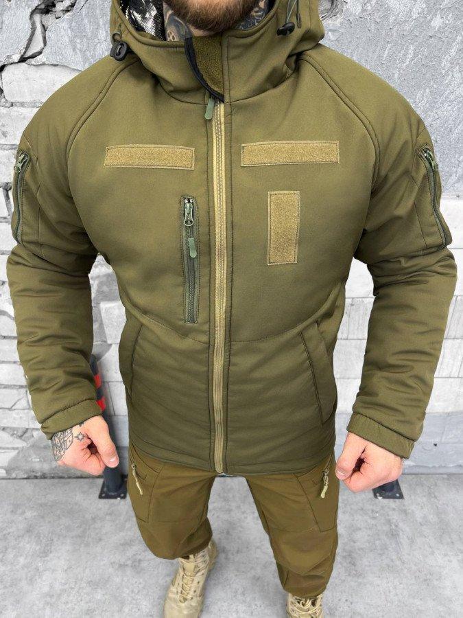 Водонепроницаемая куртка на синтепоне FALKON олива, тактическая куртка с подкладкой Omni-Heat - фото 10 - id-p2068664440