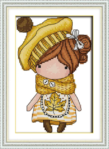 Набір для вишивання за нанесеною на канву схемою "Magic Doll". AIDA 14CT printed, 16*21 см