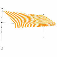 Висувний Тент з Ручним Керуванням Помаранчеві і Білі Смужки 350 см