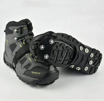 Льодоступи універсальні, кішки з 10 шипами, антиковзні протектори для взуття (розмір 43-47) 120030.PeremogaUA