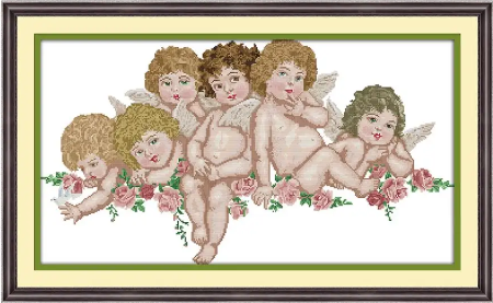 Набір для вишивання за нанесеною на канву схемою "Little Angels". AIDA 14CT printed 68*41 см
