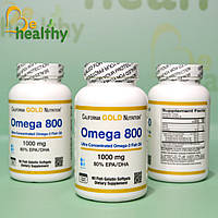 Омега-800, 80% ЭПК/ДГК, в форме триглицеридов, 1000 мг, California Gold Nutrition, 90 капсул