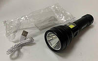 Фонарь ручной LED аккумуляторный, 4 режима работы, USB-кабель, светодиодный C 56761.