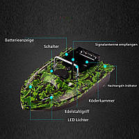 Керований з пульта рибальський човен-приманка зі світлодіодним підсвічуванням 1,5 кг Зарядка пульта