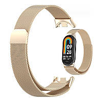 Магнітний ремінець Milanese Loop для Xiaomi Smart Band 9 | HMU | 14 мм | старе золото