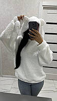Жіноча тепла плюшева кофта-худі з вушками розмір універсальний 42-46