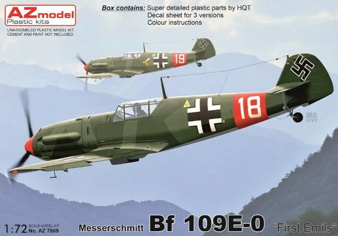 Пластикова модель 1/72 AZ model 7869 Bf 109E-0 "First Emil"