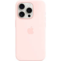 Чехол Силиконовый iPhone Айфон 15 Pro Про Apple Silicone MagSafe Магнитом (анимация) -Light Pink Розовый