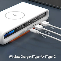 QI Wireless Charger Зарядний пристрій 30 Вт Станція швидкого заряджання 4 в 1 RGB підсвітка
