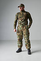 Зимние тактические штаны мультикам на подтяжках Taslan Мужские военные брюки на Thermo-Loft мультикам