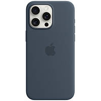 Чехол Силиконовый iPhone Айфон 15 Pro Про Apple Silicone MagSafe Магнитом (анимация) -Storm Blue Темно-синий