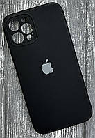 Чехол для Apple Iphone 12 Pro матовый кейс с закрытой камерой на айфон 12 про черный/black