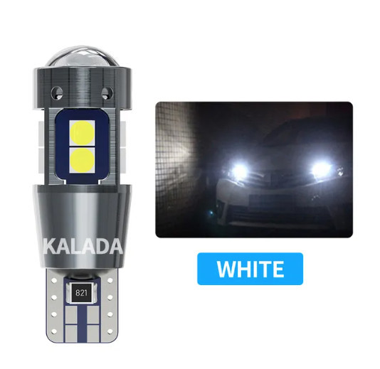 Біла T10 W5W 10-SMD з лінзою LED Автолампа світлодіодна безоцольна
