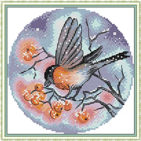 Набір для вишивання за нанесеною на канву схемою"Bullfinch". AIDA 14CT printed, 21*21 см. AIDA 14CT printed, 21*21 см