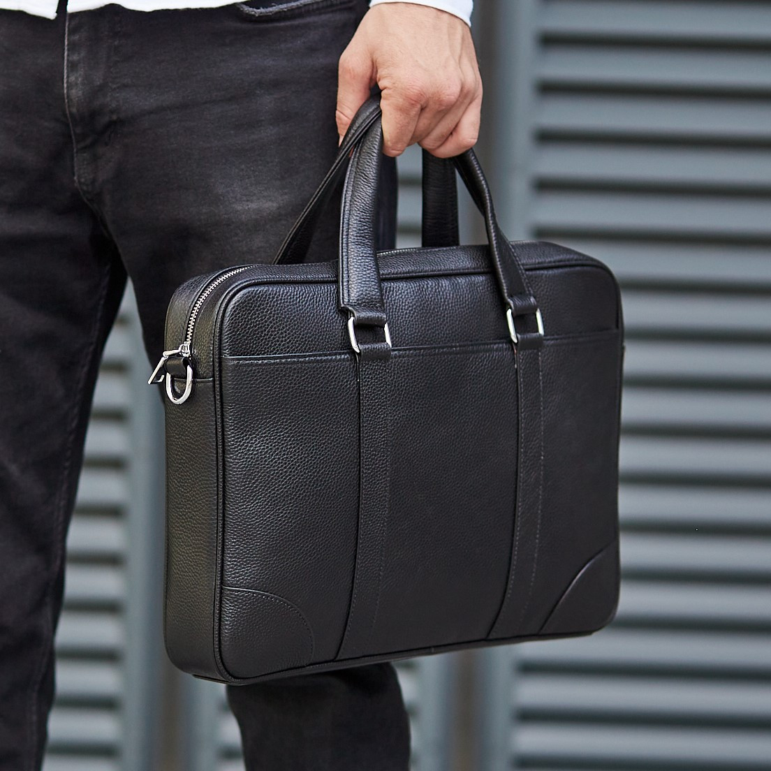 Чоловіча шкіряна сумка Tiding Bag 173412 Чорна
