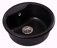 Кам'яна кухонна мийка чорна з отвором, гранітна мийка для кухні чорного кольору зі штучного каменю