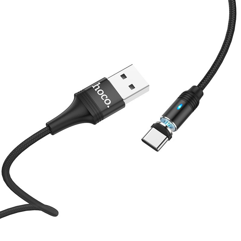 USB кабель магнітний із роз'ємом Type-C Hoco Fresh magnetic (1.2 m, 3A). Black, фото 1