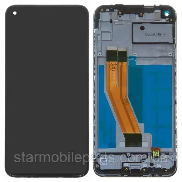 Дисплей Samsung M115 Galaxy M11 2020 із сенсором та рамкою, чорний | модуль, фото 1