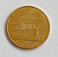 США 25 центов (квотер) 2001, Штаты и территории: Северная Каролина. Позолота