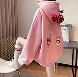 Худі оверсайз жіноче зимове толстовка з капюшоном на флісі, фото 5