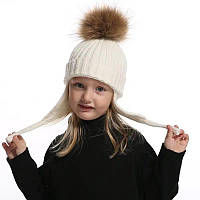 Дитяча тепла шапка з помпоном на 6-18 міс