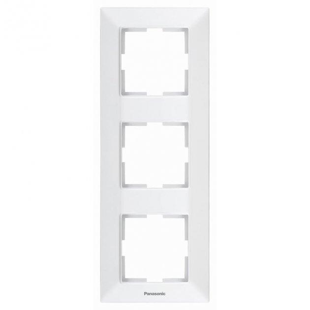 Рамка потрійна вертикальна Panasonic Arkedia Slim, рамка для розеток 3ая вертикальна, фото 1