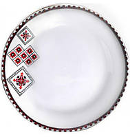 Набір 6 дрібних тарілок "Вишиванка червоне та чорне" Ø23 см