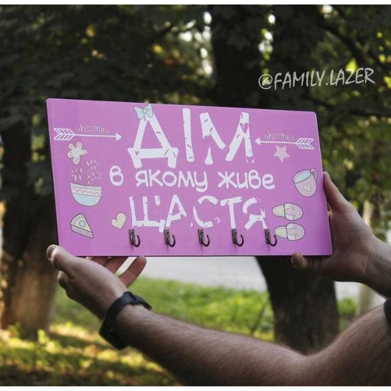 Настінна ключниця з дерева, Ключниця настінна, Ключниця (03), фото 1