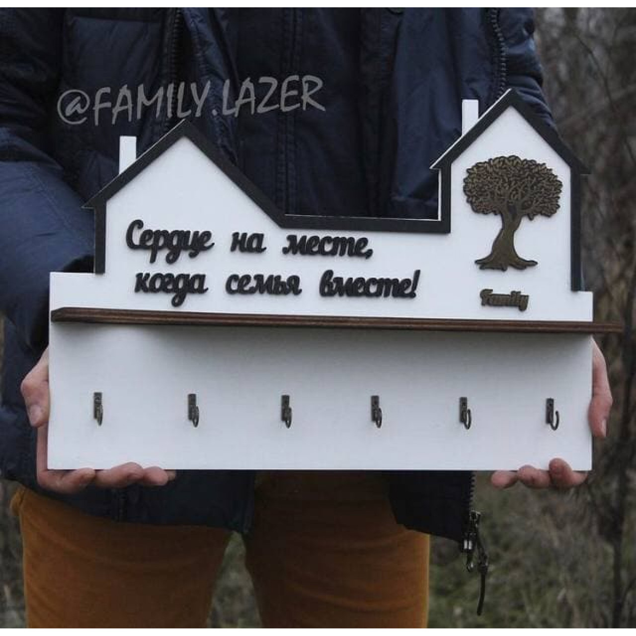 Ключниця настінна, Настінна ключниця з дерева, Ключниця 10, фото 1