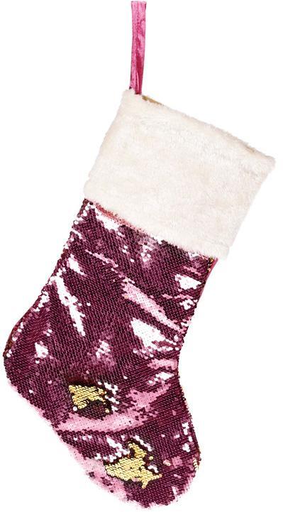 Носок для подарунків "Блискучий рожевий" 53 см, з паєтками