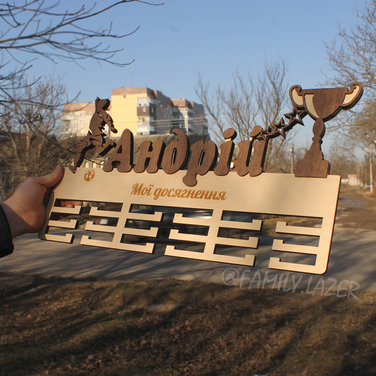 Медальниця з дерева, Медальниця з полицею, Медальниця 01, фото 1