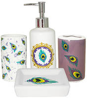 Набір аксесуарів "Павлинне око" для ванної кімнати 4 предмети, кераміка