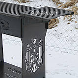 Мангал розбірний високий на 14 шампурів із підставкою для дров та індивідуальним гравіюванням — Виноград, фото 3